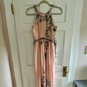 Pink floral formal maxi dress